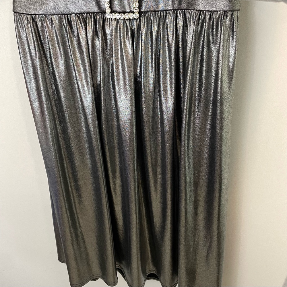 Joseph Ribkoff Metallic Silver Dress - Picture 5 of 11